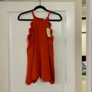 Entro Scalloped Orange Halter Top - Size S NWT